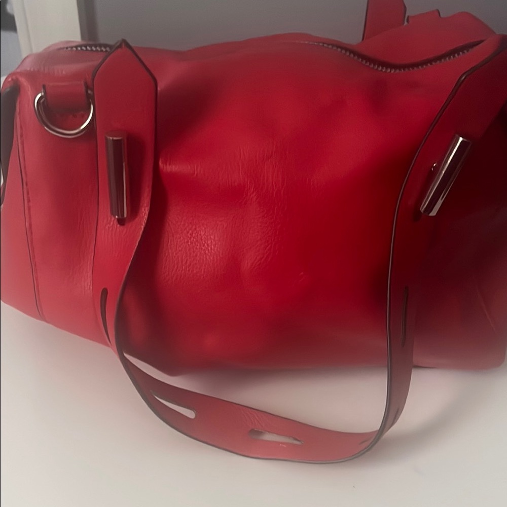 Zara Red Leather Shoulder Bag
